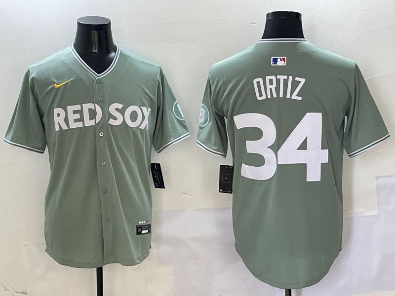 Men Boston Red Sox #34 Ortiz Green Joint Name Game Nike 2025 MLB Jersey style 1->boston red sox->MLB Jersey